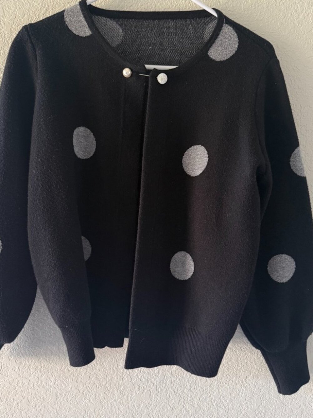 Black & Silver Polka Dot Knit Cardigan